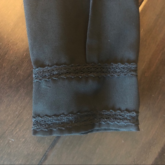 Cynthia Vincent Black Lace Buttoned Turtleneck Top - Picture 3 of 8